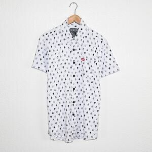 DIXXON Flannel Co Men's Skull Print Party Shirt Short Sleeve Size Small
